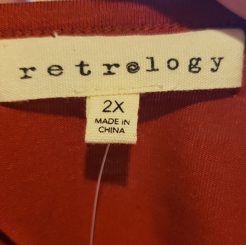 Retrology Cinched Shoulder Top Burnt Orange - Picture 5 of 7